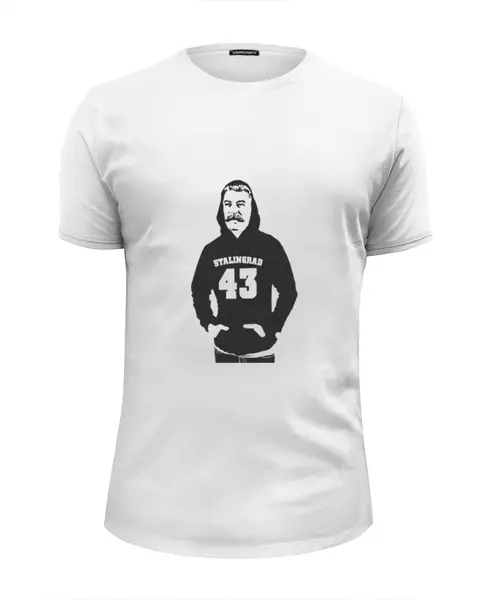 Заказать мужскую футболку в Москве. Футболка базовая Сталин от denis01001 - готовые дизайны и нанесение принтов.