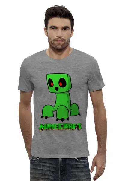 Заказать мужскую футболку в Москве. Футболка базовая Minecraft (Майнкрафт) Creeper (Крипер) от Just kidding - готовые дизайны и нанесение принтов.