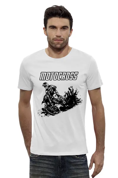 Заказать мужскую футболку в Москве. Футболка базовая Motocross  от T-shirt print  - готовые дизайны и нанесение принтов.