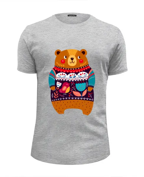 Заказать мужскую футболку в Москве. Футболка базовая Русский медведь от T-shirt print  - готовые дизайны и нанесение принтов.