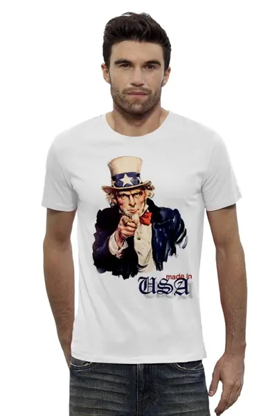 Заказать мужскую футболку в Москве. Футболка базовая Америка от vita22 - готовые дизайны и нанесение принтов.