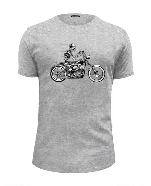 Заказать мужскую футболку в Москве. Футболка базовая Skull Motorcycle от balden - готовые дизайны и нанесение принтов.