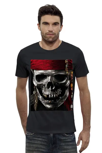Заказать мужскую футболку в Москве. Футболка базовая пираты карибского моря от Mishania - готовые дизайны и нанесение принтов.