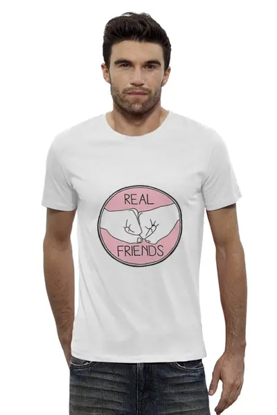 Заказать мужскую футболку в Москве. Футболка базовая REAL FRIENDS от Виктор Гришин - готовые дизайны и нанесение принтов.