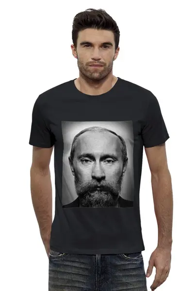 Заказать мужскую футболку в Москве. Футболка базовая путин от niggalay90 - готовые дизайны и нанесение принтов.