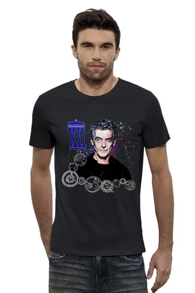 Заказать мужскую футболку в Москве. Футболка базовая Двенадцатый (12) Доктор Twelfth Doctor от Madeline Black - готовые дизайны и нанесение принтов.