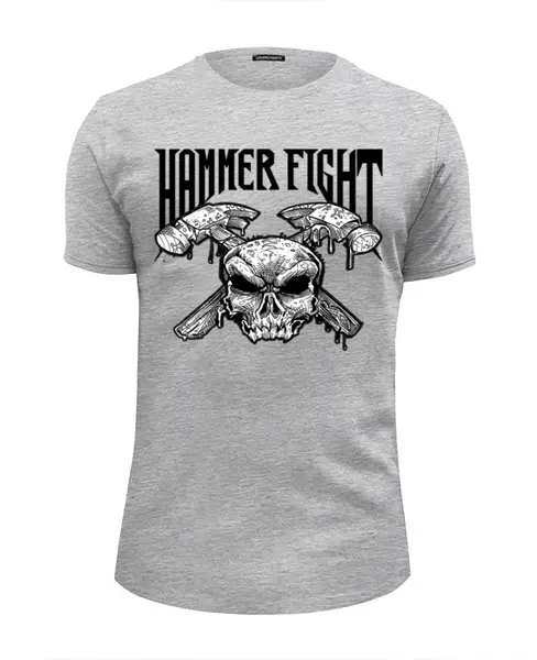 Заказать мужскую футболку в Москве. Футболка базовая Hammer Fight от Leichenwagen - готовые дизайны и нанесение принтов.