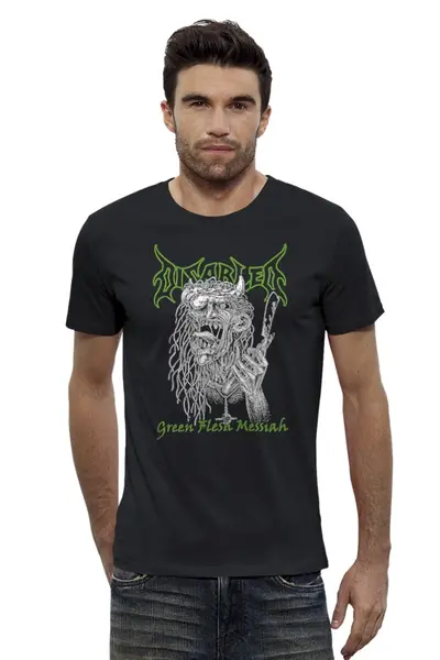 Заказать мужскую футболку в Москве. Футболка базовая Black & Death Metal Art от Leichenwagen - готовые дизайны и нанесение принтов.