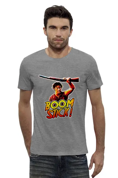 Заказать мужскую футболку в Москве. Футболка базовая Boom stick  от ПРИНТЫ ПЕЧАТЬ  - готовые дизайны и нанесение принтов.