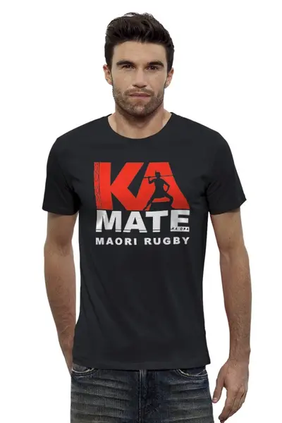 Заказать мужскую футболку в Москве. Футболка базовая Maori Rugby от Rugby  Man - готовые дизайны и нанесение принтов.