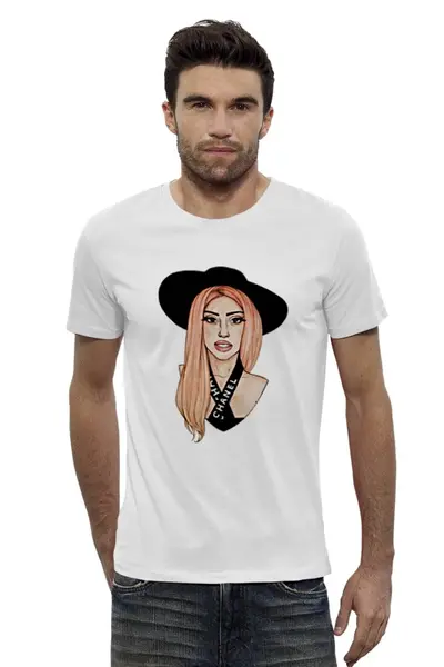 Заказать мужскую футболку в Москве. Футболка базовая Lady Gaga                     от Savara - готовые дизайны и нанесение принтов.