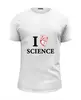 Заказать мужскую футболку в Москве. Футболка базовая I love science (я люблю науку) от Петр Золотухин - готовые дизайны и нанесение принтов.
