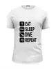 Заказать мужскую футболку в Москве. Футболка базовая Eat sleep dive от enjoydiving - готовые дизайны и нанесение принтов.