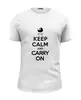 Заказать мужскую футболку в Москве. Футболка базовая Keep calm & Carry on от litium - готовые дизайны и нанесение принтов.