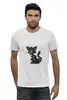 Заказать мужскую футболку в Москве. Футболка базовая Странный котик от T-shirt print  - готовые дизайны и нанесение принтов.