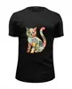 Заказать мужскую футболку в Москве. Футболка базовая Лоскутный кот от Xieros - готовые дизайны и нанесение принтов.