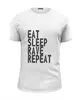 Заказать мужскую футболку в Москве. Футболка базовая Eat Sleep Rave Repeat от ualexandrova - готовые дизайны и нанесение принтов.