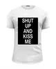 Заказать мужскую футболку в Москве. Футболка базовая Shut up and kiss me от Polilog - готовые дизайны и нанесение принтов.