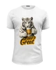 Заказать мужскую футболку в Москве. Футболка базовая Белый тигр любит попить от Мурад Мокран - готовые дизайны и нанесение принтов.