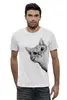 Заказать мужскую футболку в Москве. Футболка базовая Любопытный кот от mug-shop - готовые дизайны и нанесение принтов.