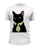 Заказать мужскую футболку в Москве. Футболка базовая Деловой кот от karbafoss - готовые дизайны и нанесение принтов.