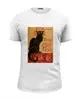 Заказать мужскую футболку в Москве. Футболка базовая Чёрный кот. CHAT NOIR. от Виктор Гришин - готовые дизайны и нанесение принтов.