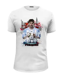 Заказать мужскую футболку в Москве. Футболка базовая Лионель Месси от  ЯрМайка - готовые дизайны и нанесение принтов.