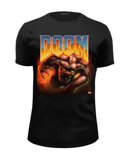 Заказать мужскую футболку в Москве. Футболка базовая Doom game от Leichenwagen - готовые дизайны и нанесение принтов.