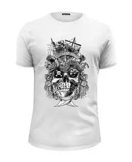 Заказать мужскую футболку в Москве. Футболка базовая Pirates Design от balden - готовые дизайны и нанесение принтов.