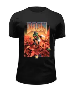 Заказать мужскую футболку в Москве. Футболка базовая Doom game от Leichenwagen - готовые дизайны и нанесение принтов.