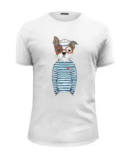 Заказать мужскую футболку в Москве. Футболка базовая Бульдожка морячек от sashadasha - готовые дизайны и нанесение принтов.