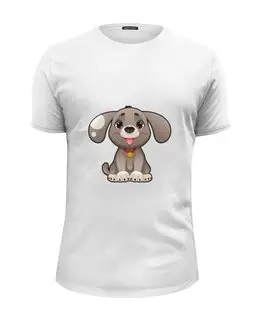Заказать мужскую футболку в Москве. Футболка базовая Милая собачка от Yaroslava - готовые дизайны и нанесение принтов.