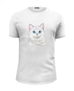 Заказать мужскую футболку в Москве. Футболка базовая кошка от THE_NISE  - готовые дизайны и нанесение принтов.
