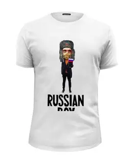 Заказать мужскую футболку в Москве. Футболка базовая RUSSIAN BOY от Алексей - готовые дизайны и нанесение принтов.
