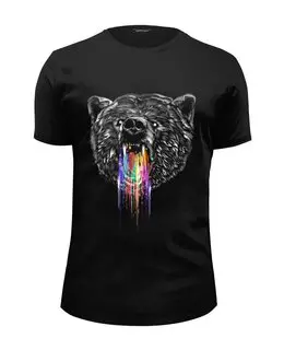 Заказать мужскую футболку в Москве. Футболка базовая Радужный медведь от ISliM - готовые дизайны и нанесение принтов.