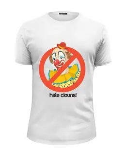 Заказать мужскую футболку в Москве. Футболка базовая Ненавижу клоунов! от Юлия - готовые дизайны и нанесение принтов.