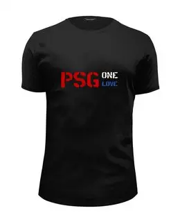 Заказать мужскую футболку в Москве. Футболка базовая PSG - One Love от Василий Арк - готовые дизайны и нанесение принтов.