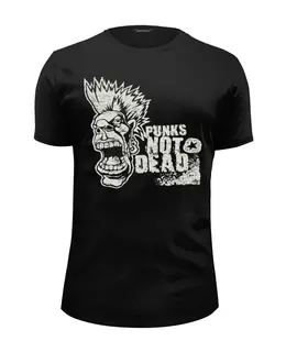 Заказать мужскую футболку в Москве. Футболка базовая Punks Not Dead от Leichenwagen - готовые дизайны и нанесение принтов.