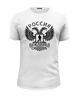 Заказать мужскую футболку в Москве. Футболка базовая Вежливая страна от gopotol - готовые дизайны и нанесение принтов.