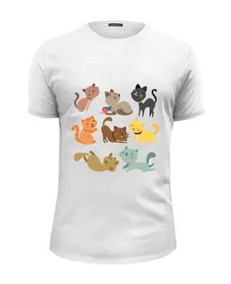 Заказать мужскую футболку в Москве. Футболка базовая Весёлые котята от Yaroslava - готовые дизайны и нанесение принтов.