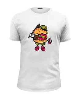 Заказать мужскую футболку в Москве. Футболка базовая Бургер с Битой от trugift - готовые дизайны и нанесение принтов.