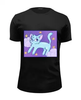 Заказать мужскую футболку в Москве. Футболка базовая Фуболка кот в космосе от fomashania@gmail.com - готовые дизайны и нанесение принтов.