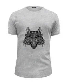 Заказать мужскую футболку в Москве. Футболка базовая Этнический волк от Amerikanka - готовые дизайны и нанесение принтов.