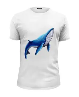 Заказать мужскую футболку в Москве. Футболка базовая Синий кит от tigerda  - готовые дизайны и нанесение принтов.