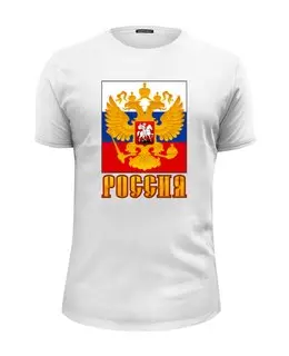 Заказать мужскую футболку в Москве. Футболка базовая Россия герб от gopotol - готовые дизайны и нанесение принтов.