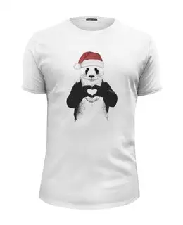 Заказать мужскую футболку в Москве. Футболка базовая Санта Панда от printik - готовые дизайны и нанесение принтов.