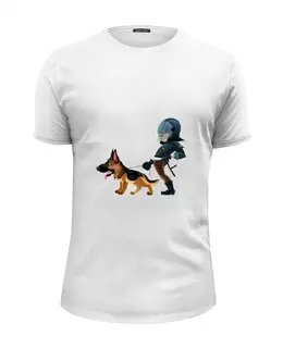 Заказать мужскую футболку в Москве. Футболка базовая Коп с собакой от Yaroslava - готовые дизайны и нанесение принтов.