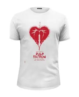 Заказать мужскую футболку в Москве. Футболка базовая Pulp Fiction - heart от KinoArt - готовые дизайны и нанесение принтов.