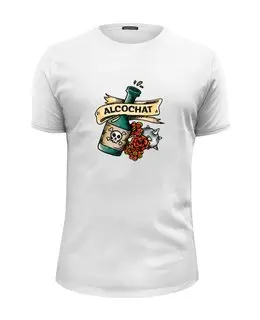 Заказать мужскую футболку в Москве. Футболка базовая Alcochat white i-shirt от Alcochat - готовые дизайны и нанесение принтов.