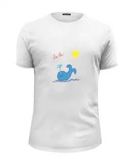 Заказать мужскую футболку в Москве. Футболка базовая синий кит от Karina Radomskaya - готовые дизайны и нанесение принтов.